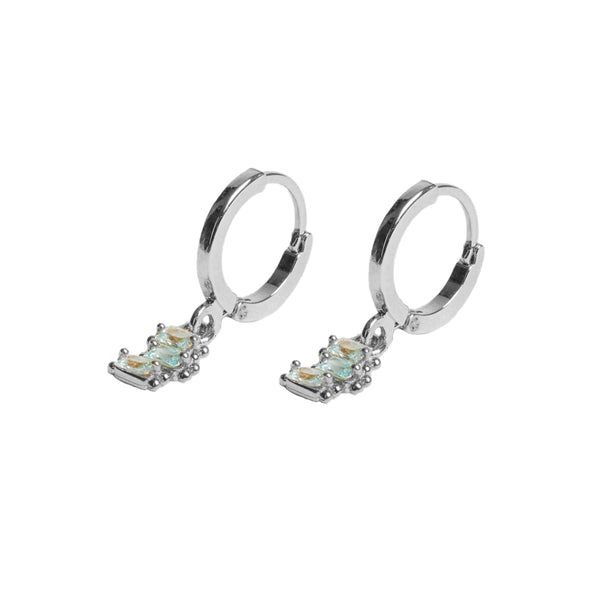 FE1903 925 Sterling Silver Tiro Baguette Cubic Zirconia Drop Earrings