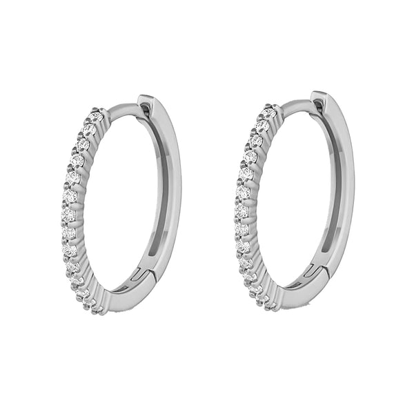 FE1994 925 Sterling Silver Minimalist CZ Women Huggie Hoop Earrings