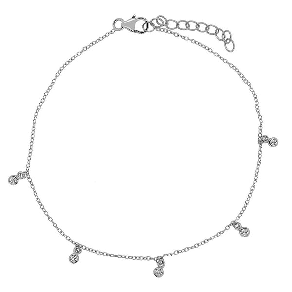 FA0002 925 Sterling Silver Shaker Bezel Anklet