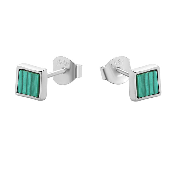FE0918 925 Sterling Silver Malachite Stud Earrings