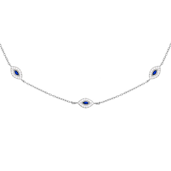 FX0240 925 Sterling Silver Evil Eye Choker Necklace