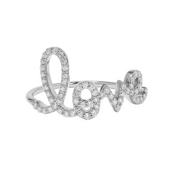 FJ0464 925 Sterling Silver Gold Cubic Zircon Love Ring