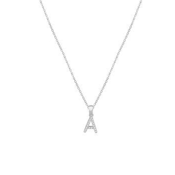 FX0359 925 Sterling Silver Letter A Initial Necklace