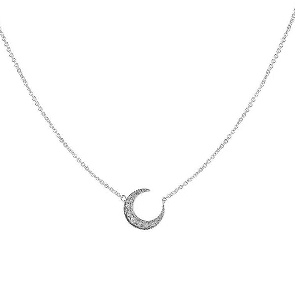 FX0560 925 Sterling Silver Crescent Pendant Necklace