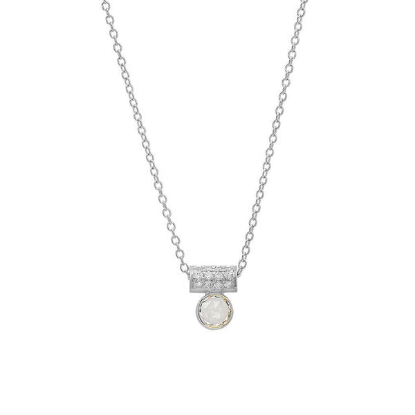 FX0558 925 Sterling Silver Round Zircon Pendant Necklace