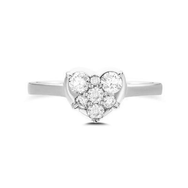 FJ0405 925 Sterling Silver Cubic Zircon Heart Ring