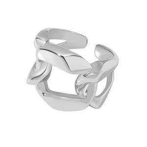 FJ0820 925 Sterling Silver Hollow Chunky Chain Link Women Ring