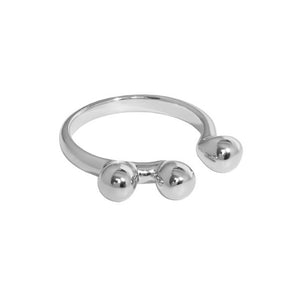 RHJ1090 925 Sterling Silver Triple Bead Open Ring