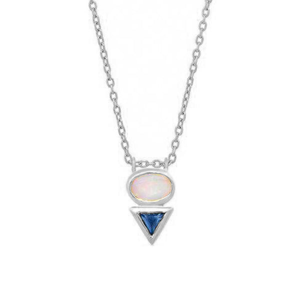 FX0553 925 Sterling Silver Noble Opal & Zircon Necklace