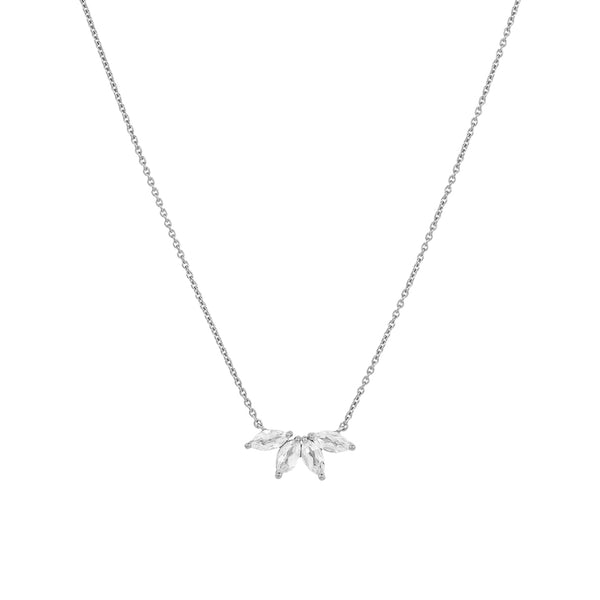 FX0644 925 Sterling Silver Marquise Topaz Necklace