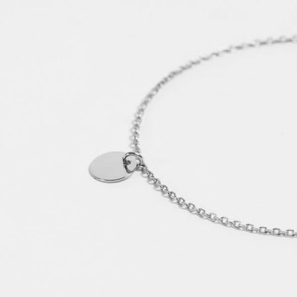 FS0048 925 Sterling Silver Simple Coin Pendant Bracelet