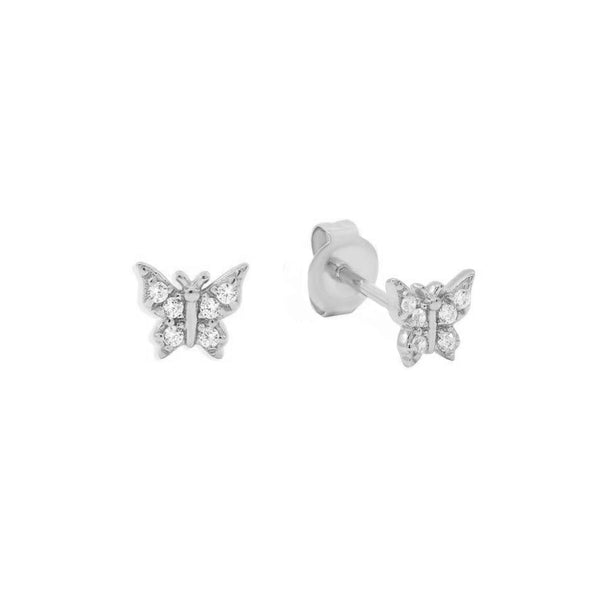 FE1731 925 Sterling Silver Cubic Zirconia Butterfly Stud Earring