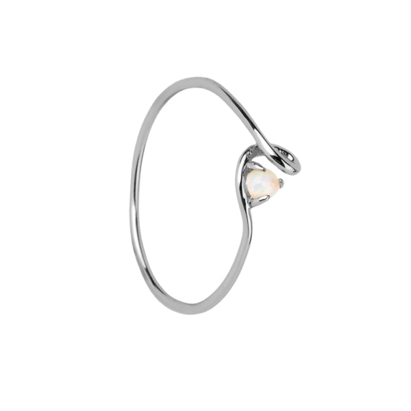 FJ0694 925 Sterling Silver Single Zircon Band Ring