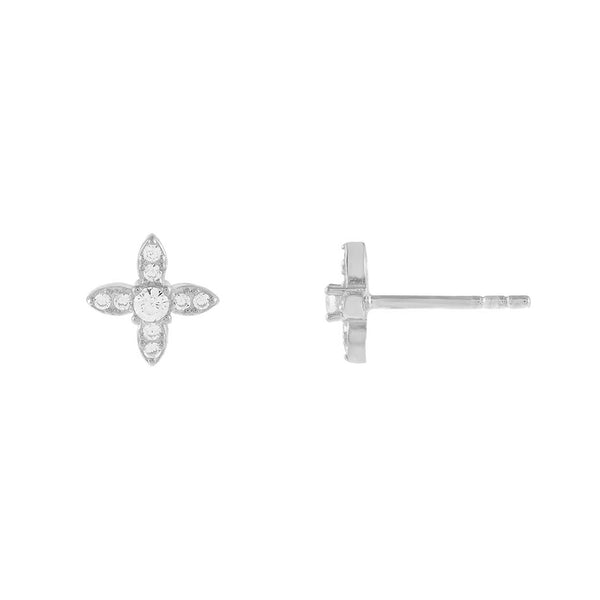 FE1752 925 Sterling Silver Cubic Zirconia Flower Stud Earring