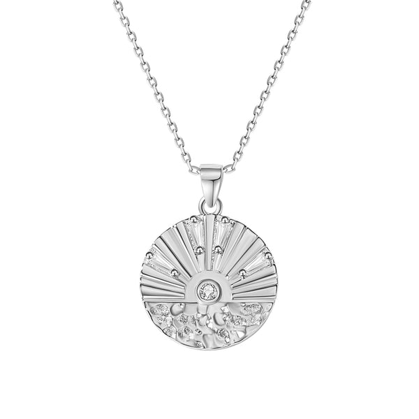 FX0840 925 Sterling Silver Sunrise Round Pendant For Necklace
