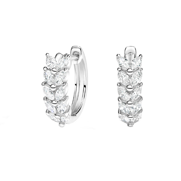 FE1958 925 Sterling Silver Luxury Marquis Cubic Zirconia Huggie Hoop Earrings