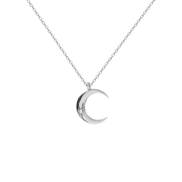 FX0413 925 Sterling Silver Moon Pendant Necklace