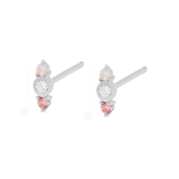 FE1570 925 Sterling Silver Trio Zircon Stud Earrings