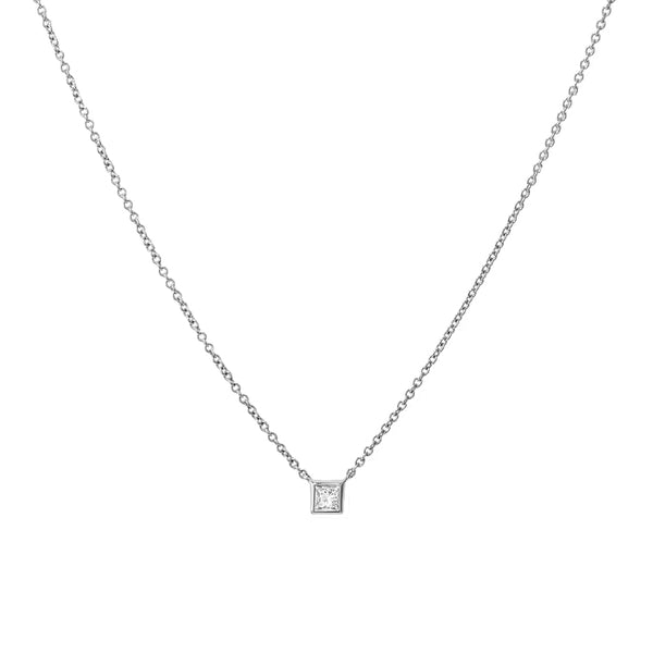 FX0515 925 Sterling Silver Square Cubic Zircon Necklace