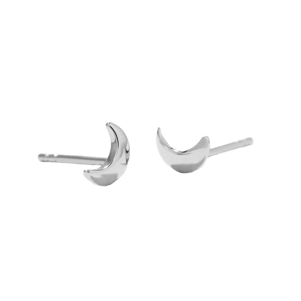 FE1281 925 Sterling Silver Moon Studs Earrings