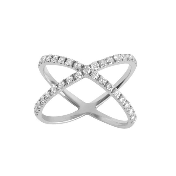 FJ0516 925 Sterling Silver Shinning CZ Crossover Ring