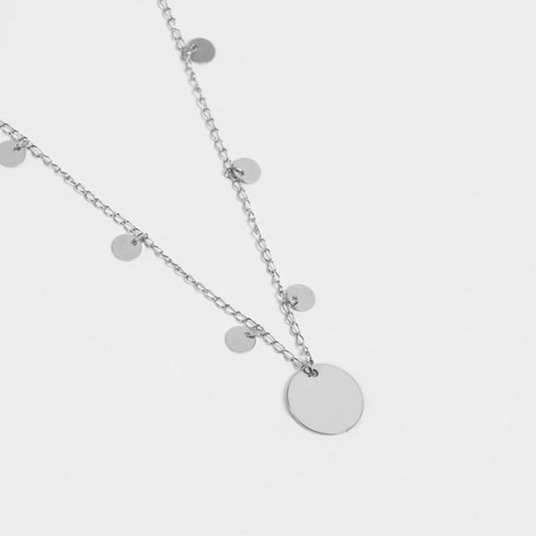 FX0166 925 Sterling Silver Coin Beaded Choker Necklace