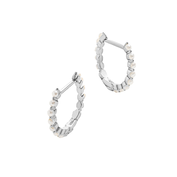 PE0014 Classic Freshwater Pearl Women Huggie Hoop Earrings