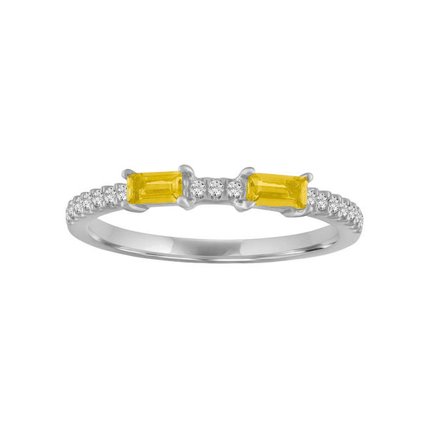 FJ0671 925 Sterling Silver Citrine Cubic Zircon Band Ring