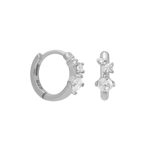 FE1038 925 Sterling Silver Round Zircon Huggie Earrings
