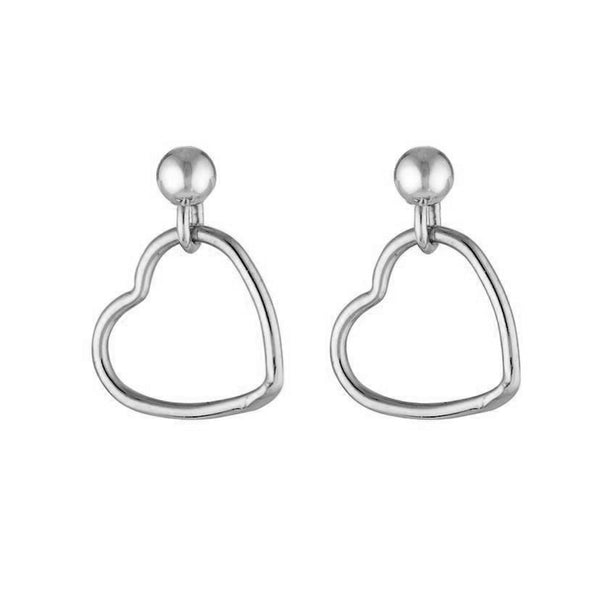 FE1314 925 Sterling Silver Romantic Heart Drop Earrings