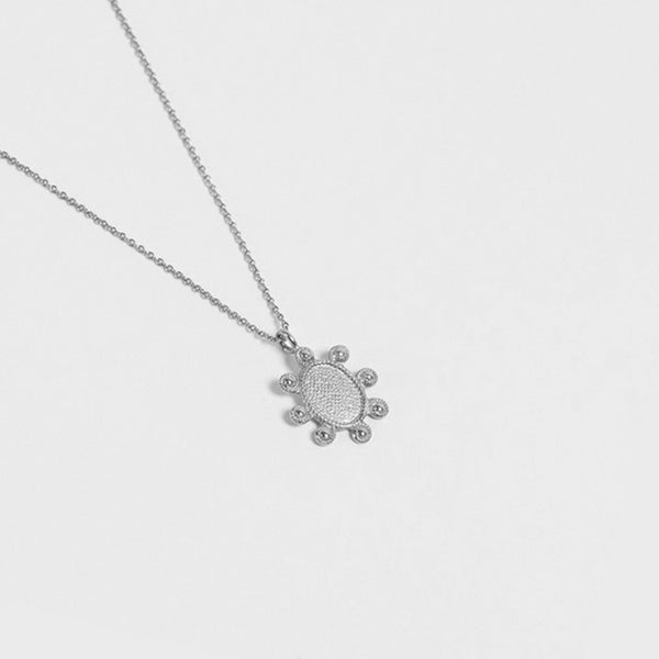 FX0172 925 Sterling Silver Sun Pendant Necklace