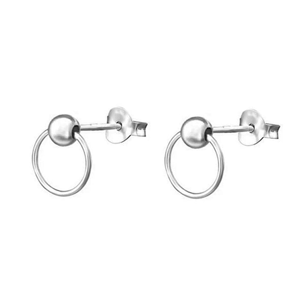 FE0145 925 Sterling Silver hanging circle stud earrings
