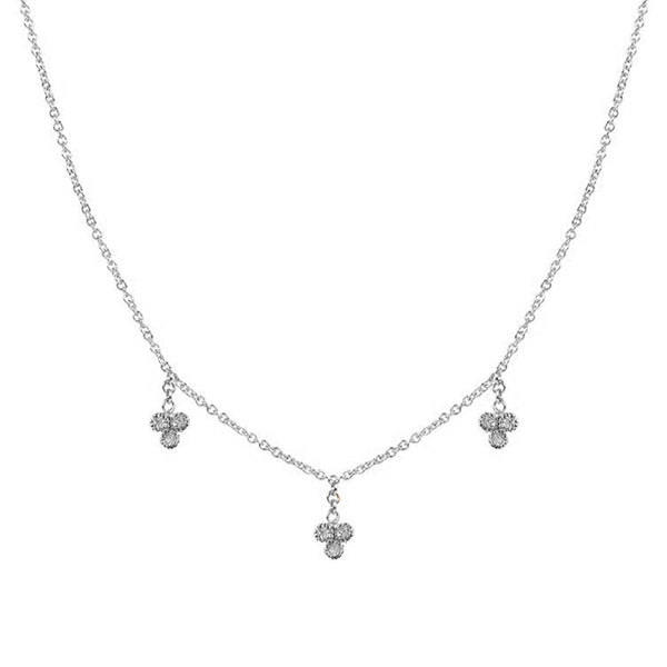 FX0449 925 Sterling Silver Cluster Zircon Pendant Necklace