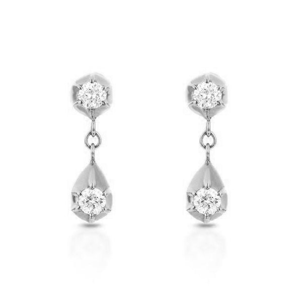 FE1222 925 Sterling Silver Zircon Dangle Stud Earrings