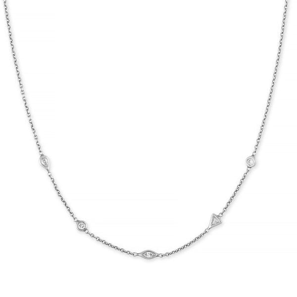 FX0559 925 Sterling Silver Diamond Spaced Choker Necklace