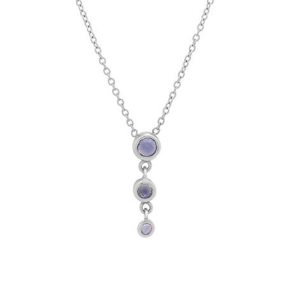 FX0554 925 Sterling Silver Blue Zircon Dangle Necklace