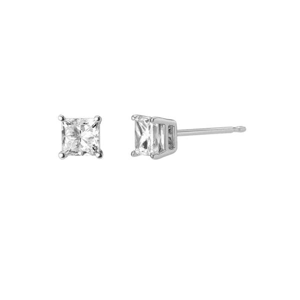 FE1066 925 Sterling Silver Square Zircon Stud Earrings