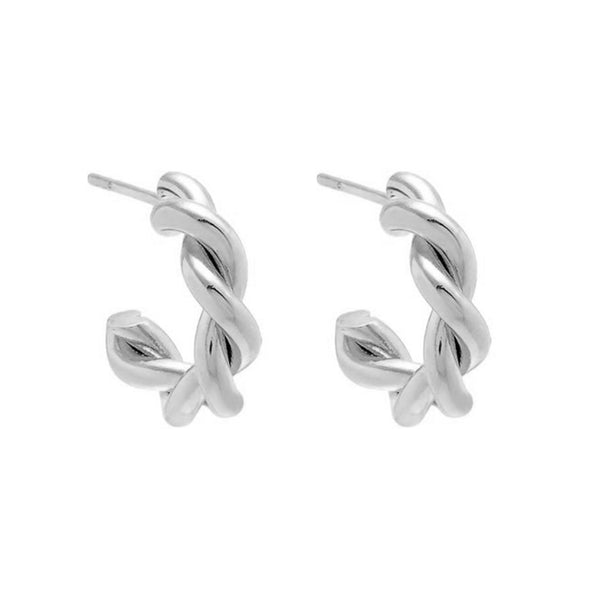 FE1998 925 Sterling Silver Classic Twist Open Half Hoop Earrings