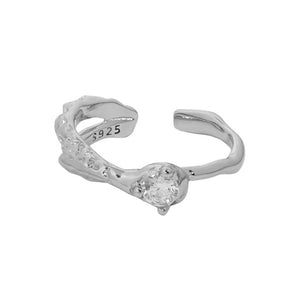 RHJ1081 925 Sterling Silver Round CZ Open Ring