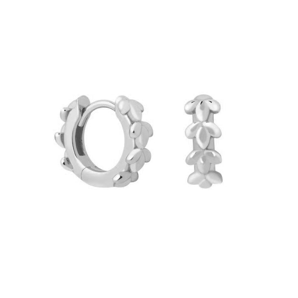 FE1157 925 Sterling Silver Wreath Huggies Earrings