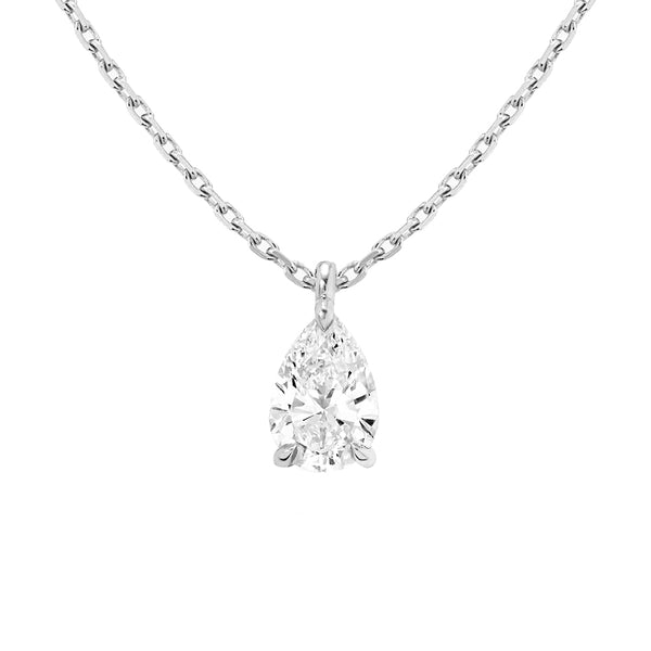 FX0706 925 Sterling Silver Claw Setting Cubic Zirconia Teardrop Necklace