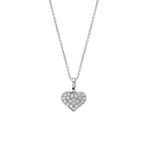 FX0417 925 Sterling Silver Heart Zircon Dangle necklace