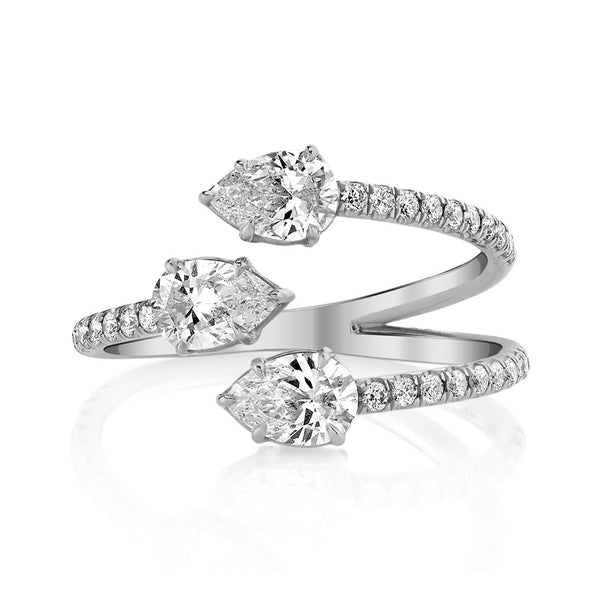 FJ0383 925 Sterling Silver Three Pave Zircon Claw Ring