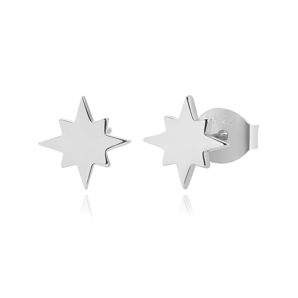 FE0056 925 Sterling Silver Starburst Stud Earrings