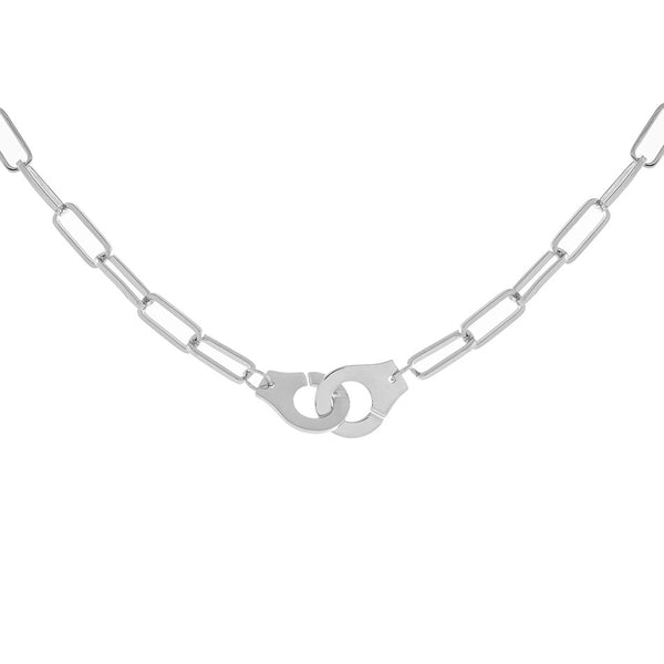 FX0216 925 Sterling Silver Handcuffs Chain Necklace
