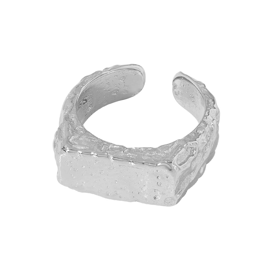 FJ0821 925 Sterling Silver Textured Lava Signet Ring For Women