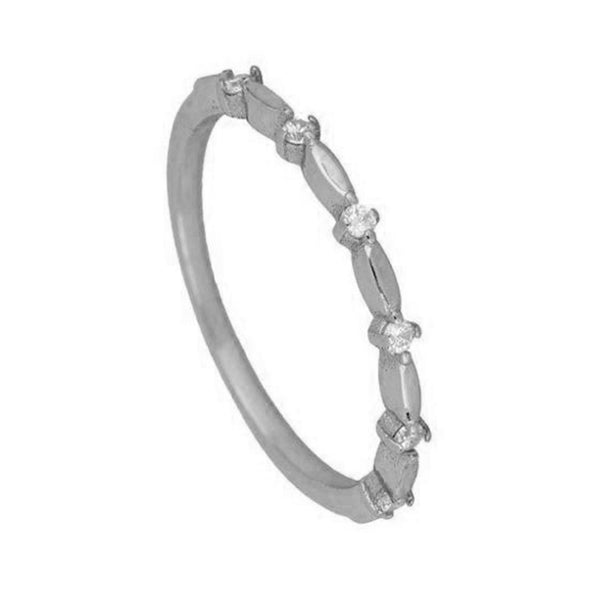 FJ0310 925 Sterling Silver Liam Mini White Zircons Ring