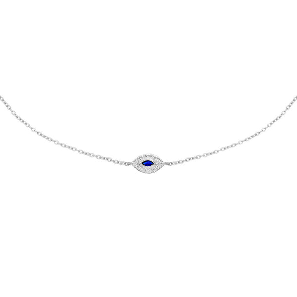FX0237 925 Sterling Silver Evil Eye Choker Necklace