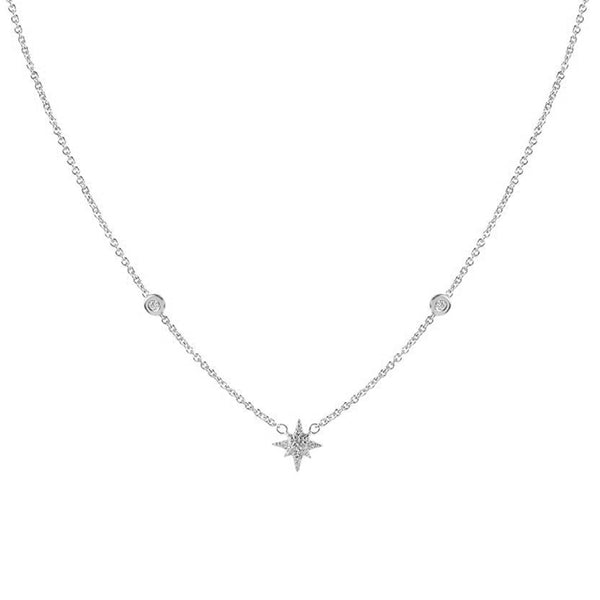 FX0450 925 Sterling Silver Shining Star Zircon Necklace