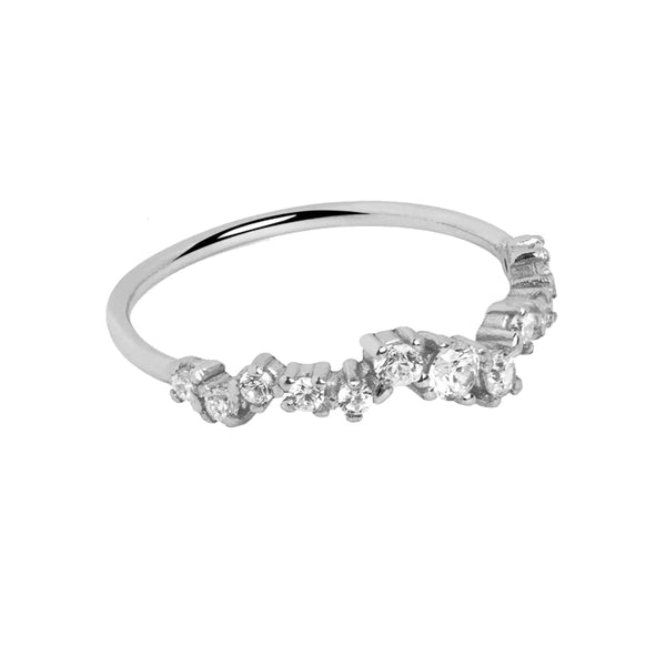 FJ0458 925 Sterling Silver Estellar Gold Cubic Zircon Ring